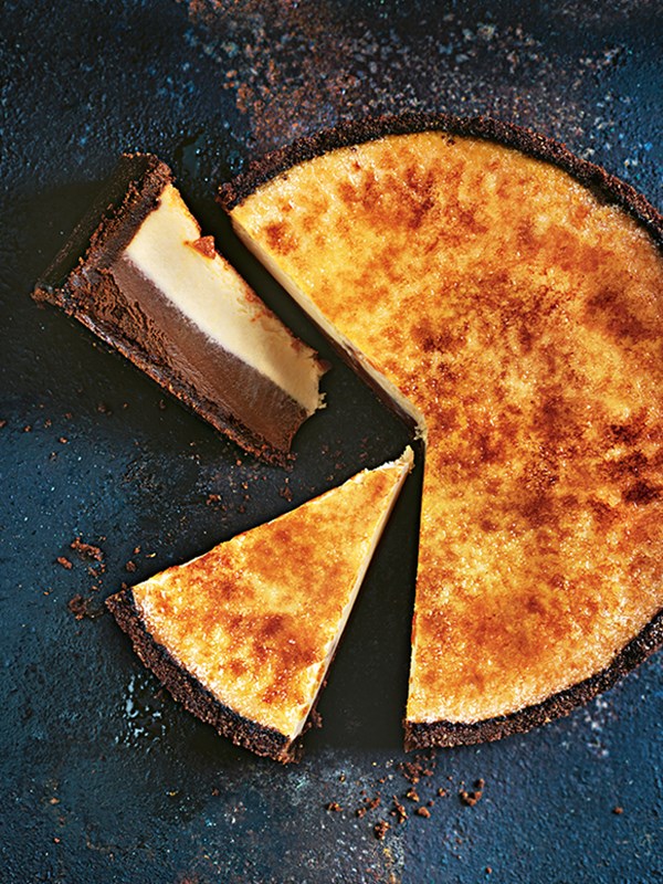 Chocolate-vanilla brûlée cheesecake