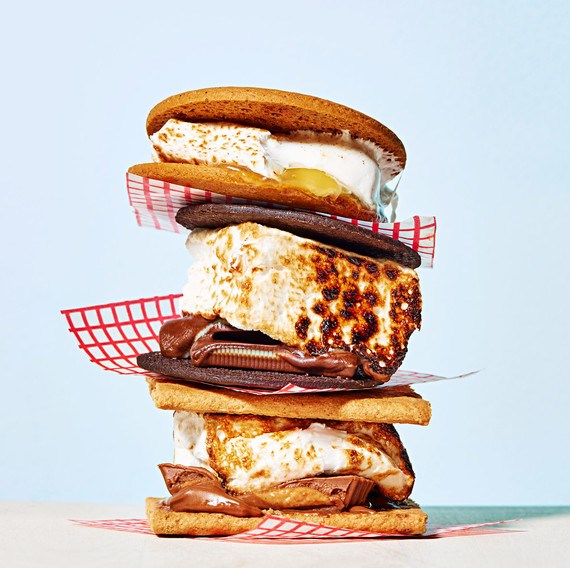Chocolate wafer and Andes mint s'mores