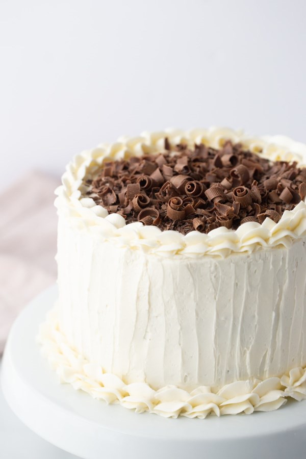 Chocolate wedding cake [white buttercream frosting]