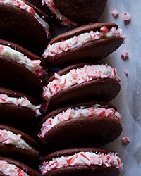 Chocolate whoopie pies with vanilla cream cheese fluff