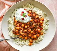 Chole with cumin rice & raita