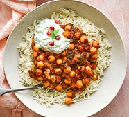 Chole with cumin rice & raita