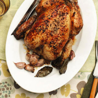 Chook roasted with garlic and verjuice