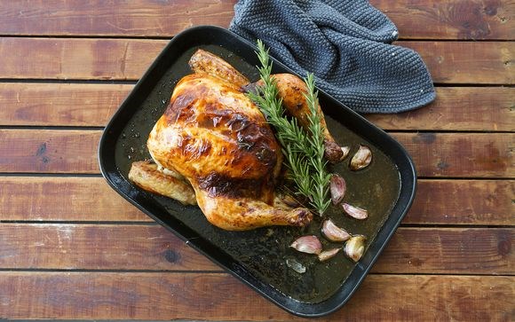 Chook roasted with garlic and verjuice