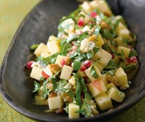 Chopped apple salad with toasted walnuts, blue cheese, pomegranate vinaigrette