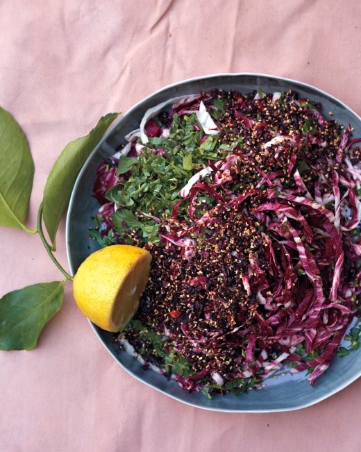 Chopped arugula, radicchio, and parsley salad