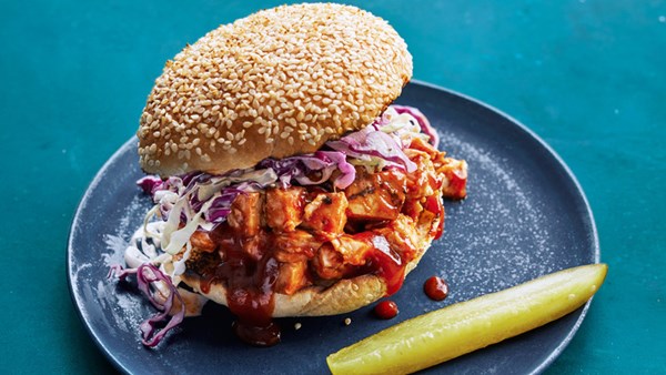 Chopped barbecued-chicken sandwich