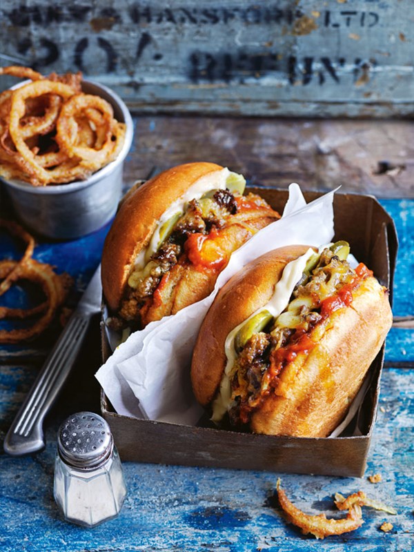 Chopped beef and cheese burger