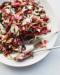 Chopped kale salad with prosciutto and figs