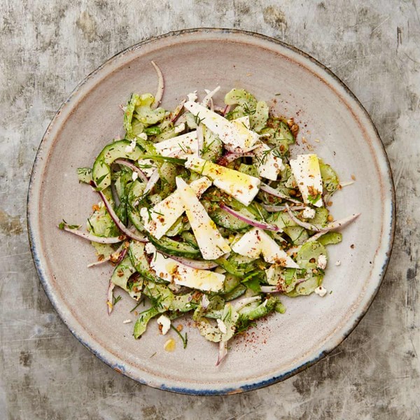 Chopped salad with feta and yoghurt