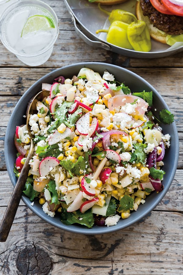 Chopped salad with grilled corn & cotija