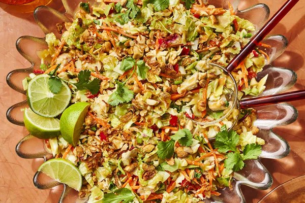 Chopped salad with honey-peanut dressing