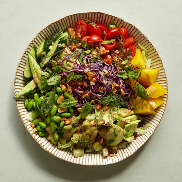 Chopped salad with peanut dressing