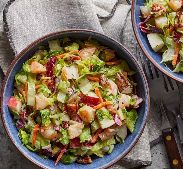 Chopped salad with shrimp, apples & pecans