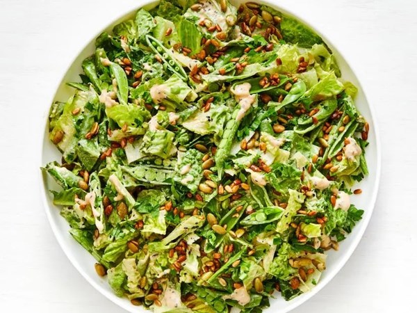 Chopped salad with tahini dressing 