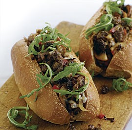 Chopped steak sandwiches