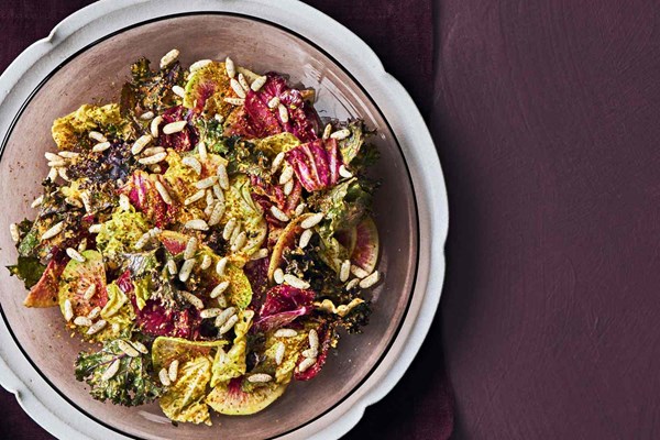 Chopped winter salad with carrot-ginger dressing [Leina Horii]
