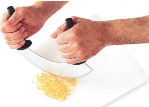 Chopping lemon zest for gremolada