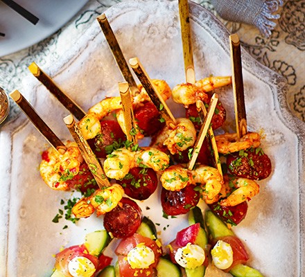 Chorizo & prawn skewers