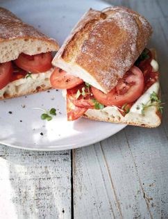 Chorizo & tomato in ciabatta with caper mayo