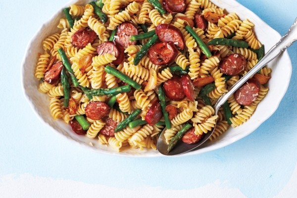 Chorizo and asparagus pasta