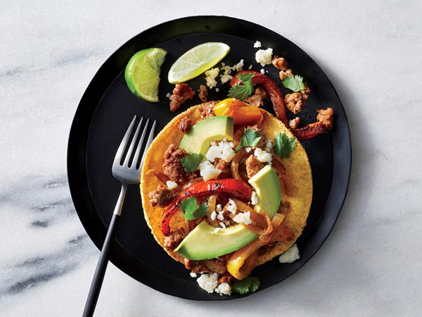 Chorizo and bell pepper tostadas