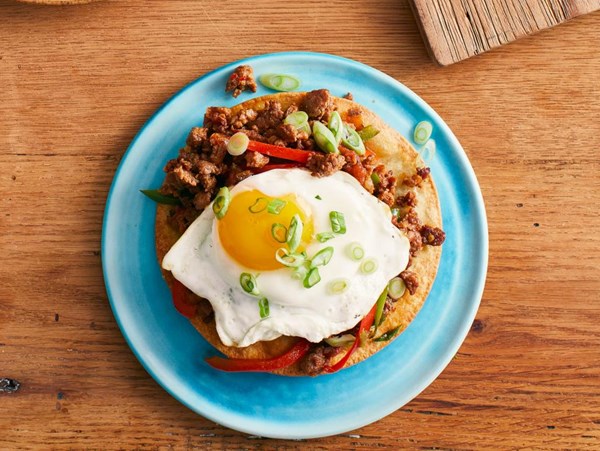Chorizo and egg tostadas