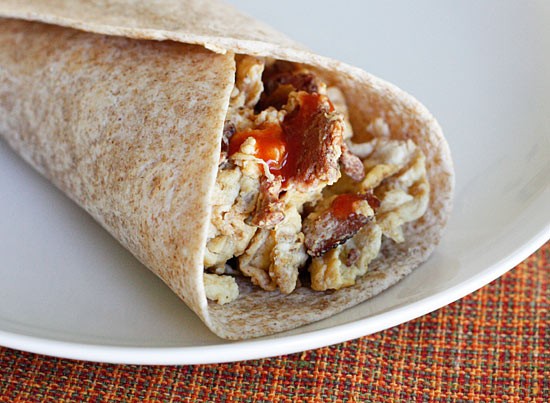 Chorizo and egg white breakfast burrito