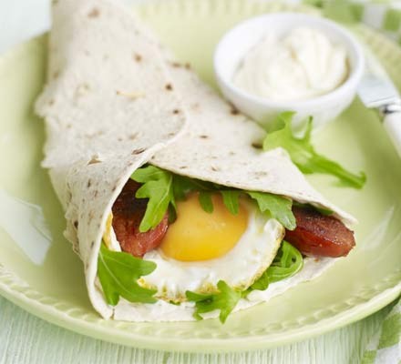 Chorizo and fried egg wraps