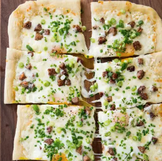 Chorizo and Manchego breakfast pizza