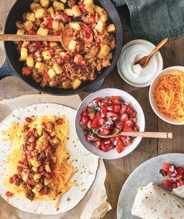 Chorizo and potato breakfast burritos