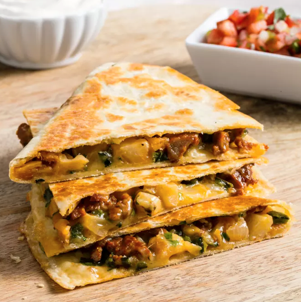 Chorizo and potato quesadillas