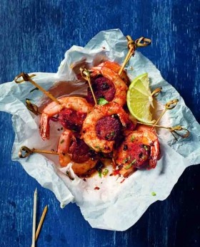 Chorizo and prawn skewers