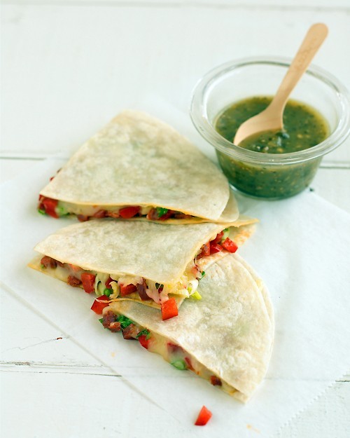 Chorizo and red pepper quesadillas