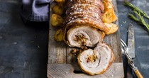 Chorizo and rosemary-stuffed pork with perfect crackling