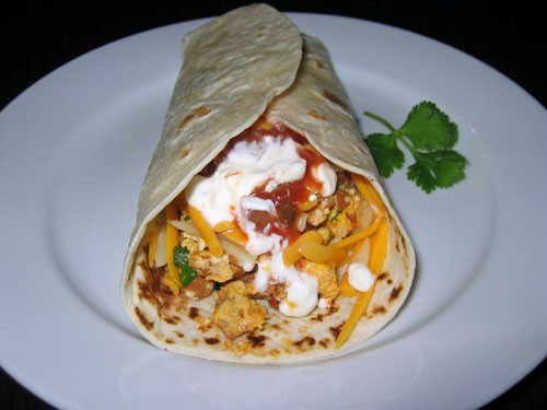 Chorizo and scrambled egg burrito