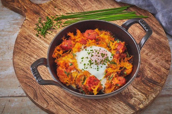 Chorizo and spaghetti squash hash