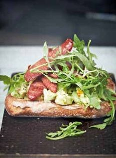 Chorizo, avocado & lime on toast