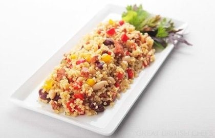 Chorizo, bean and bulgur wheat salad