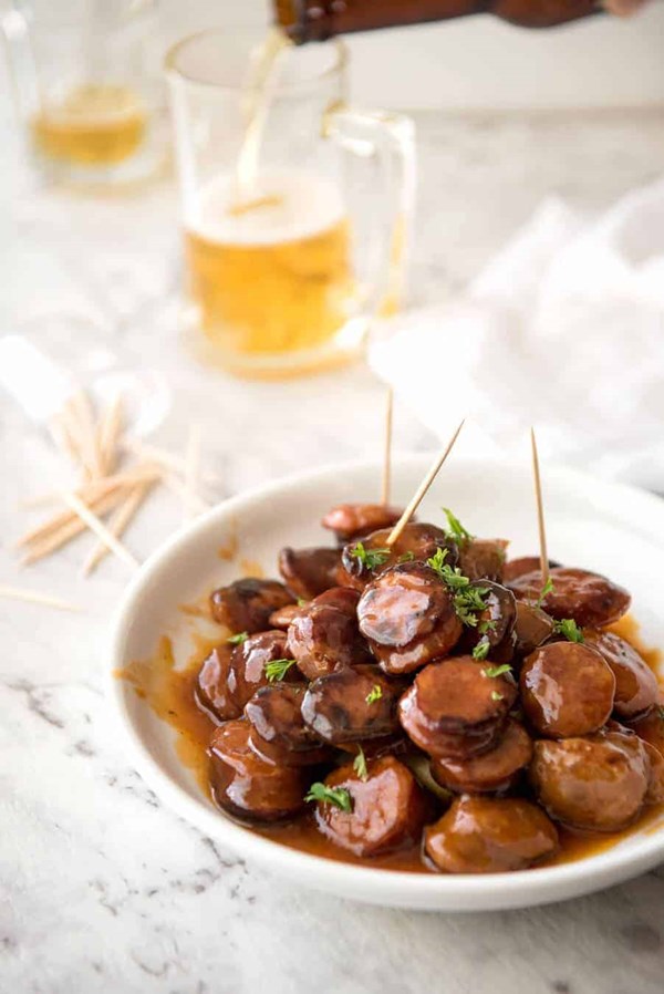 Chorizo bites in sweet & spicy sauce