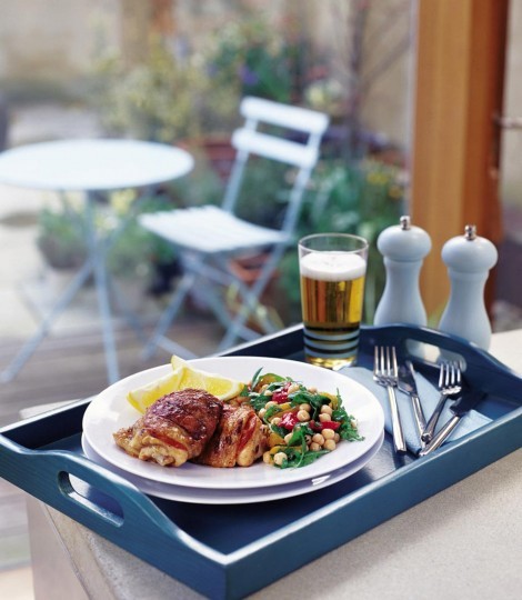 Chorizo chicken with chickpea and rocket salad