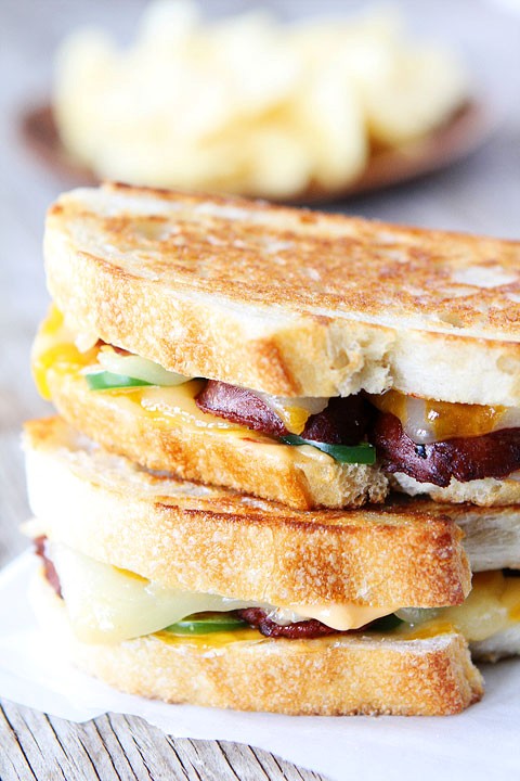 Chorizo grilled cheese with chipotle mayo