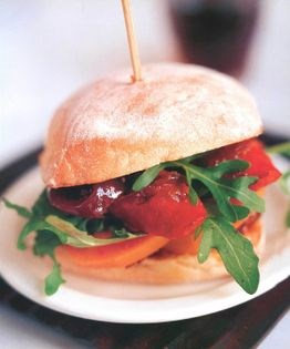 Chorizo, kumara and kumquat chutney burger
