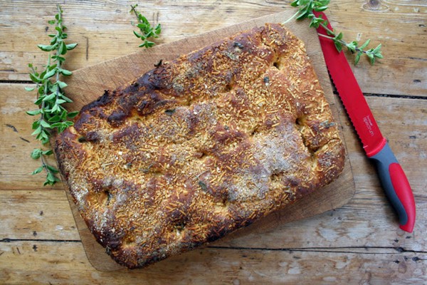 Chorizo, Manchego and oregano tortas bread