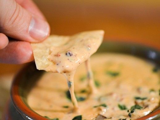 Chorizo, mushroom, and onion queso