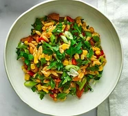 Chorizo, orzo & sweetcorn stew