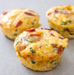 Chorizo, parsley, and pepper Jack filling for muffin tin frittatas