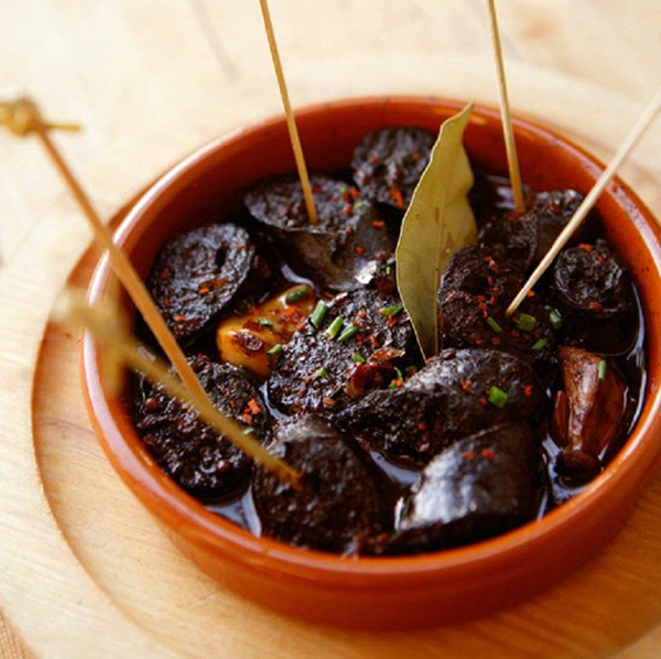 Chorizo poached in red wine