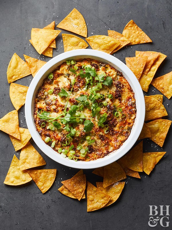 Chorizo-poblano artichoke dip
