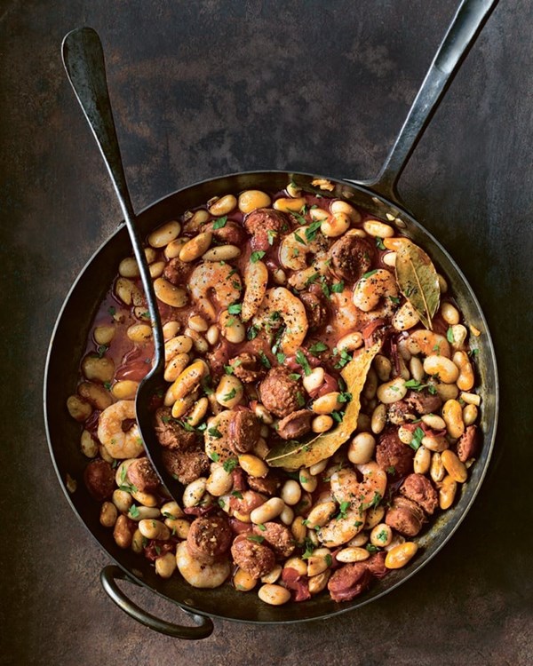 Chorizo, prawn and butter bean stew